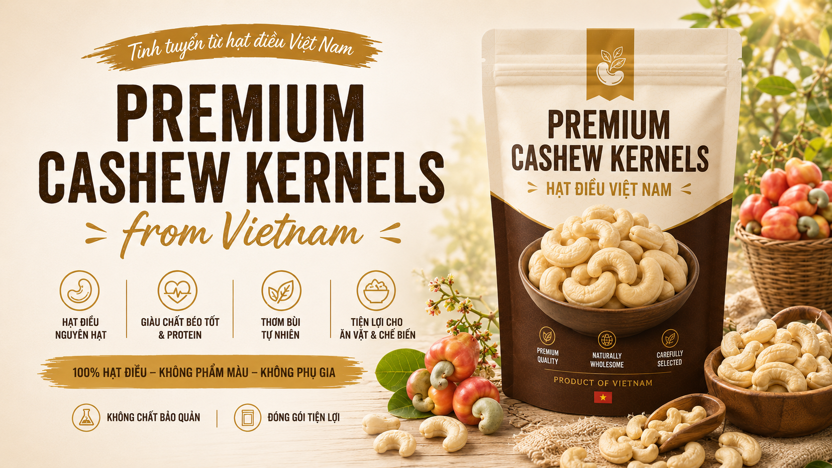 Premium Vietnamese cashew kernels