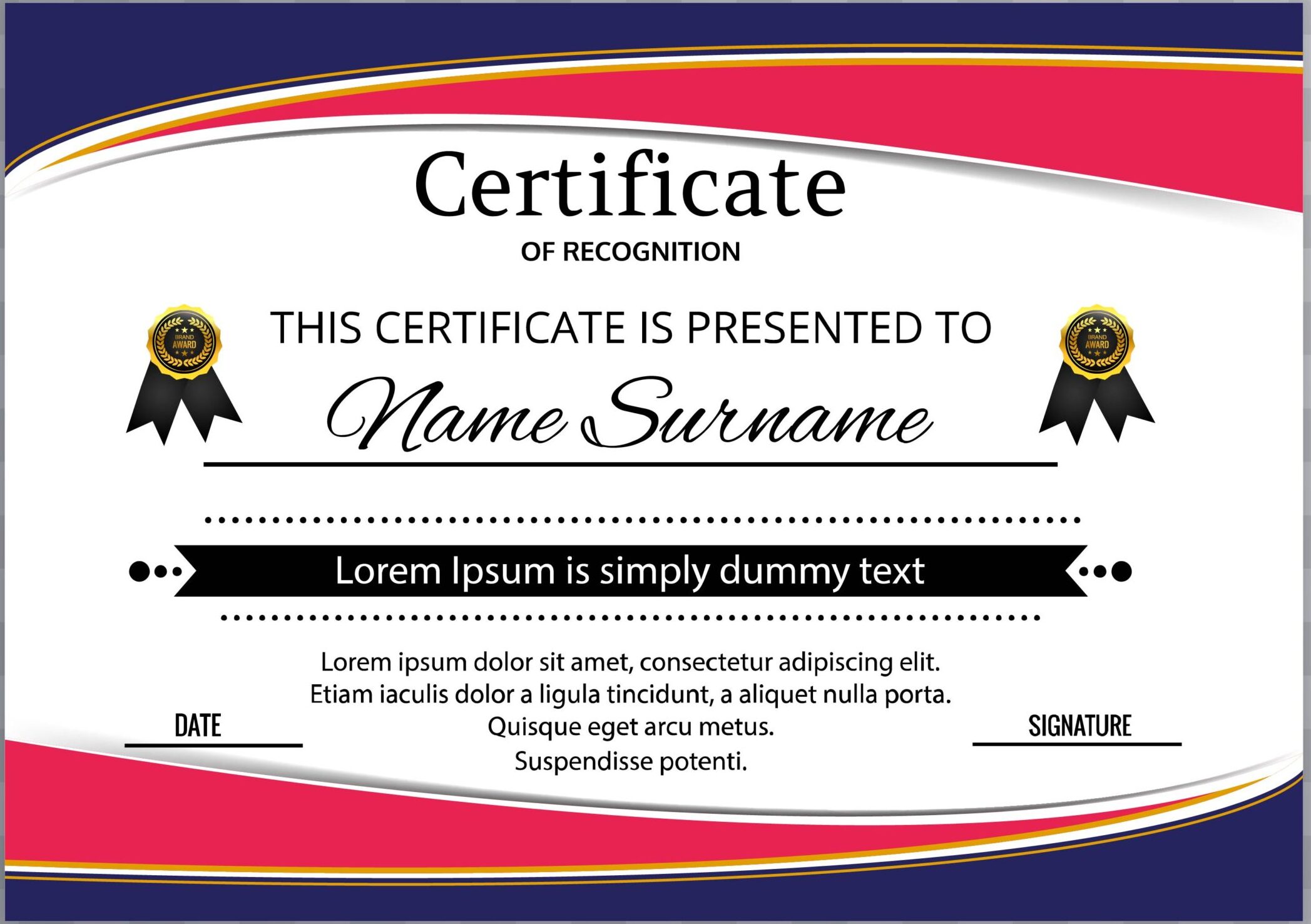 elegant colorful wavy certificate template illustration vector